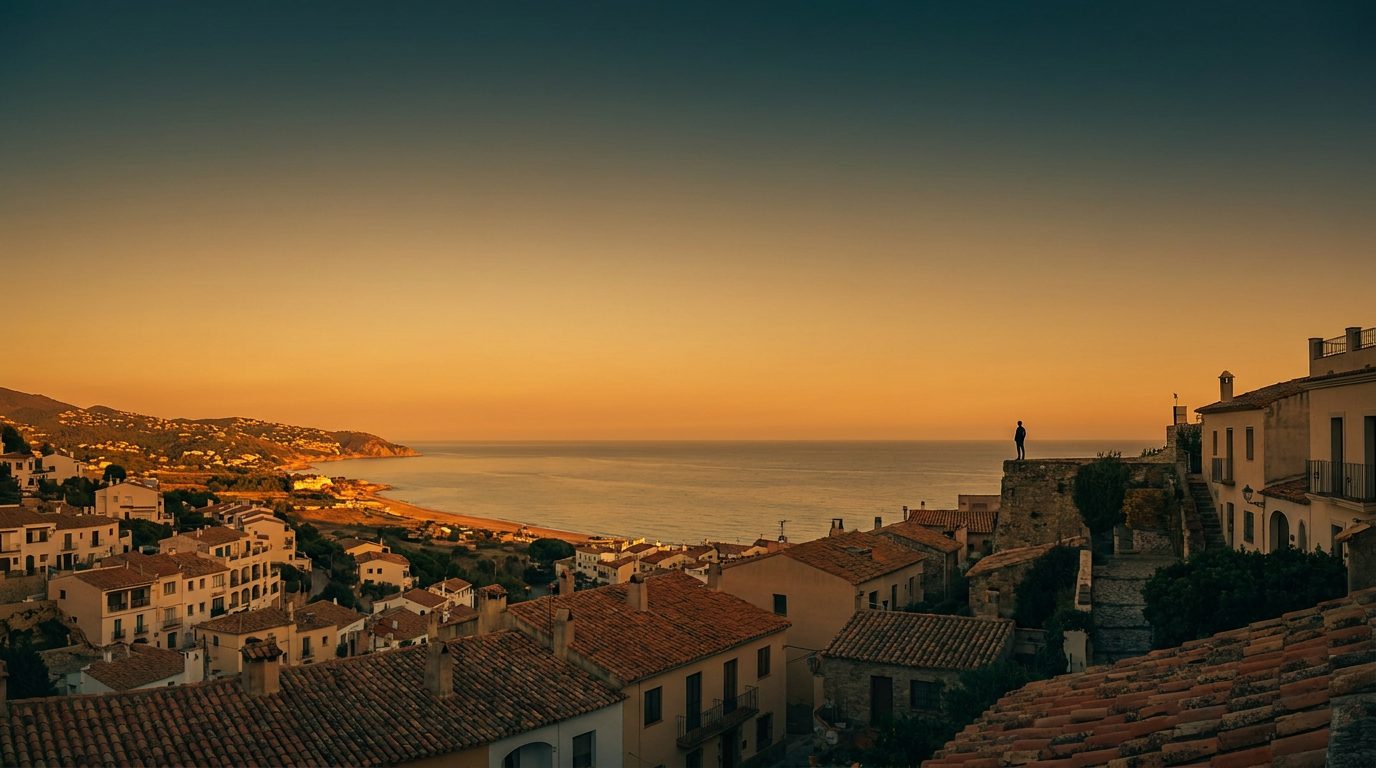 A wide Mediterranean Spanish vista at golden hour